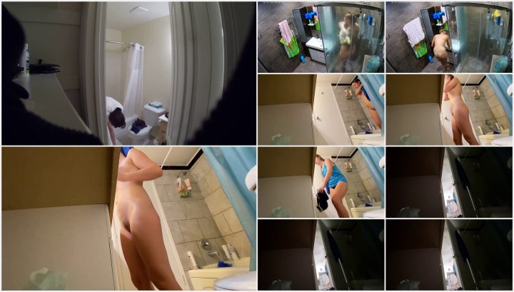 Hidden camera caught her dress and undress before shower 140