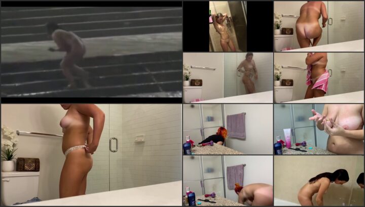 Hidden camera caught her dress and undress before shower 348