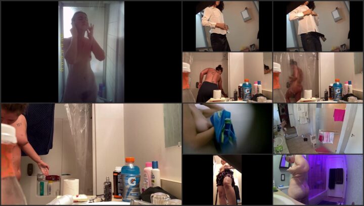 Hidden camera caught her dress and undress before shower 388