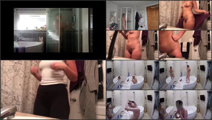 Hidden camera caught her dress and undress before shower 396