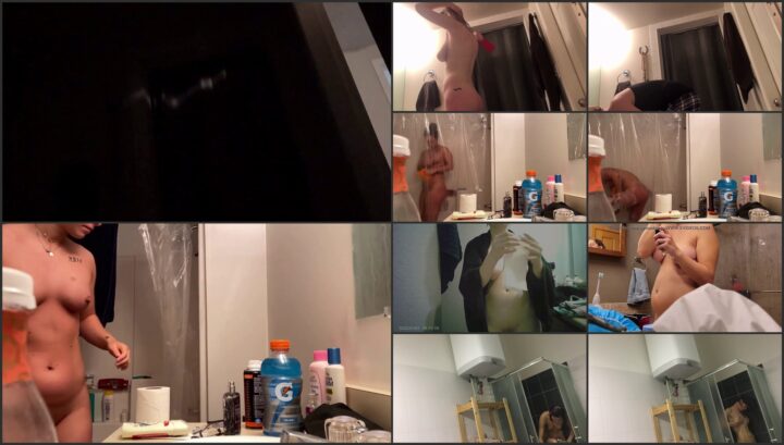 Hidden camera caught her dress and undress before shower 401